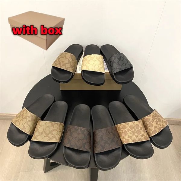 

2026 Designer c0acher slides Fashion Slipper Sliders Paris Slides Sandals Slippers Sandals Slippers For Men Women Hot Unisex Pool Beach Flip Flops With Box Size 35-46, Colour 1