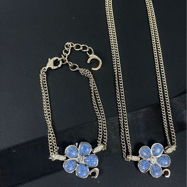 

Designer Necklace Earrings Bracelet Long Chain Letter Pendant Copper Material High Quality Chain Necklace Luxury Necklace Jewelry Gifts