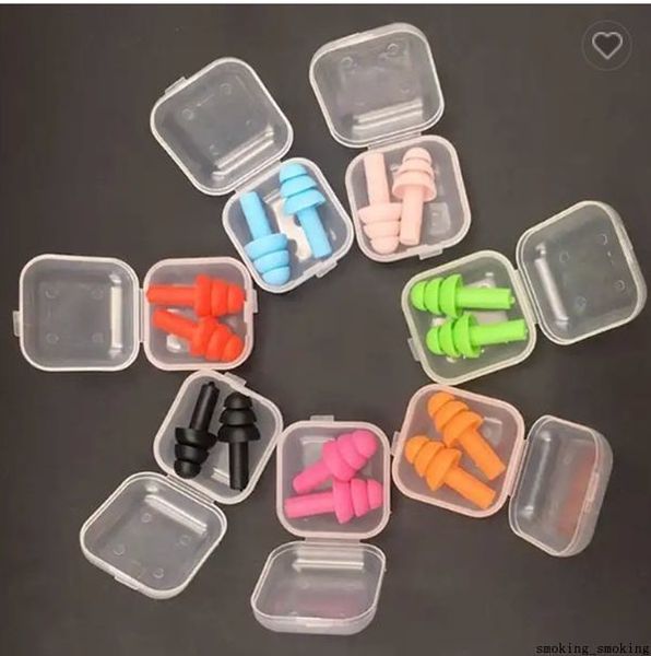 Silicone Earplugs Swimmers Soft Flexible Ear Plugs for Travelling Sleeping Reduce Noise Ear Plug Waterproof Swimming Reusable Protector Box DHL
