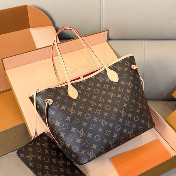 

tote bag designer bag shoulder bags neverfulls luxury bag fashion tote leather handbag mm women bags high capacity composite shopping bags old flower brown bag, Da-3-32cm