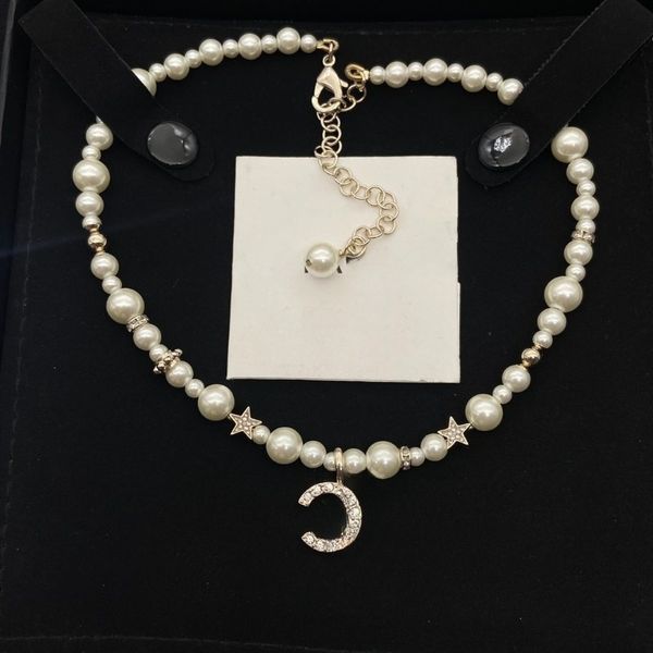

Gold Plated Crystal Necklace Pendant Copper Necklace Fashion Women Pearl Chains Necklace Choker Wedding Gifts Charm Jewelry