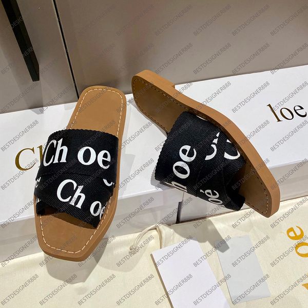 

Flat Slides Sandles For Women Famous Luxury Sandals Designer Womens Canvas Slippers Summer Ladies Beach Shoes Woman Flat Flip Flops Lady Slide Eur 35-42, Model 6