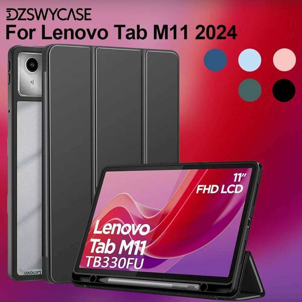 For Tab M11 11 Inch 2024 with Pen Holder,Clear Transparent Hard PC Back Cover Trifold Stand Case for,Auto Wake/Sleep H260131