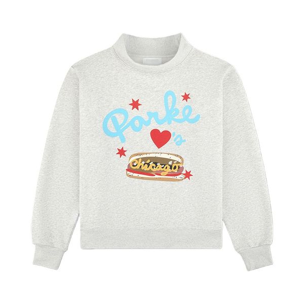 

Parke Sweatshirt Womens 2026 Spring New Niche High-Quality Designer Cotton Hoodie PARKE Letter Star Heart Print High Stand Collar Style Hooded Pullover Sweater Tops, Orange