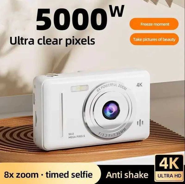 2026 Retro 4K CCD Camera 50MP Auto Focus Dual Flash 8x Zoom Portable Student Vlog Camera for Beginners Travel Gift Photography X260803