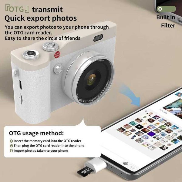 New 4K Digital Camera Vintage CCD 16X Zoom 2.4 Inch Flip Screen 850mAh Portable Vlog Camera for Students Travel Photography Gift X260803