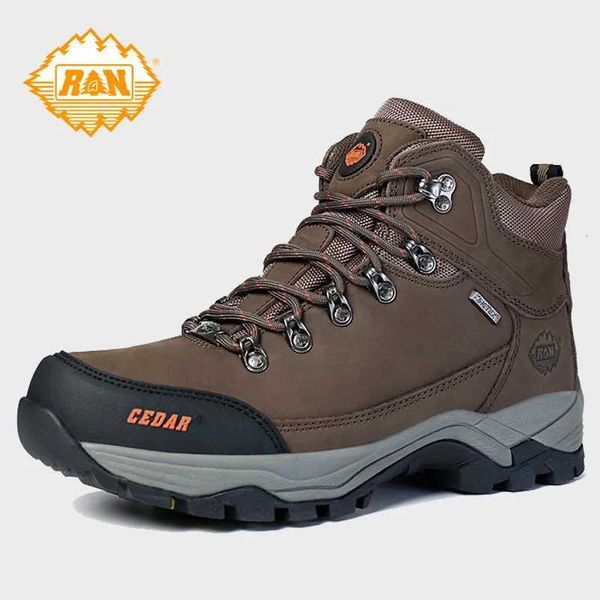 Boots RAN Cow Leather Hiking Men For men Outdoor Sport Walking Sneakers trekking Snow Shoes women Climbing Mountain Hunting boot C260803