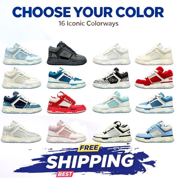 top Quality Designers MA1 fashion Casual MA2 leather Sneakers men women Platform Low top lacing shoes Black and white green powder Trainers with box