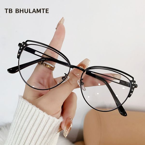 Luxury Fashion Designer Sunglasses Metal Hollow Out Rhinestone Plain New Retro Personalized Anti Blue Light Glasses European And Aerican Cross Border