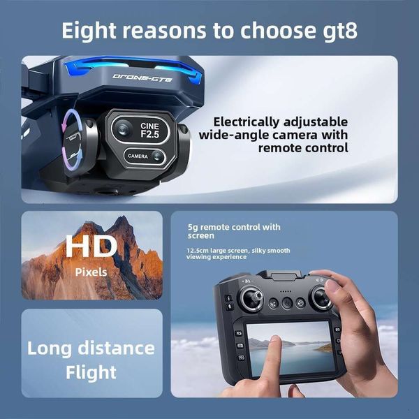 GT8 Drone 4.3Inch Large-Screen High-Definition Aerial Photography, Battery Level Display, Brushless Motor, Long Flight Time, Obstacle Kuhangxin 1626-85-1712