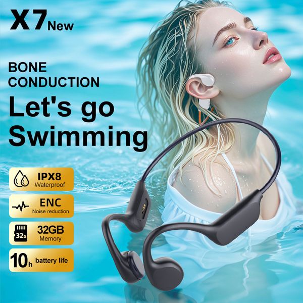 English x7 Bluetooth earphones, bone conduction, non-in-ear, comfortable long-term wear, open design for sports, running, and swimming
