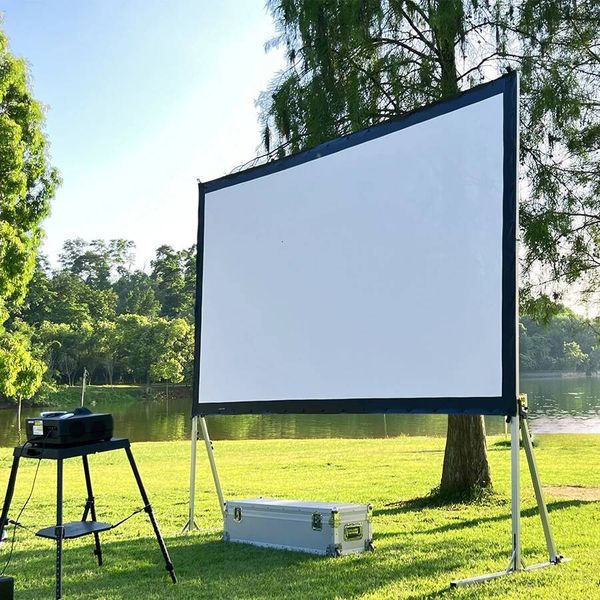 SCREEN PRO 144 Inch Outdoor Portable Fast Folding Projector Screen with Stand 16:9 4K Ultra HD 3D Movie Theater Cinema 26L0805