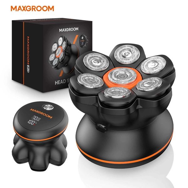 MAXGROOM 7D Head Shavers for Bald Men Wet/Dry Electric Shaver Hair Trimmer USB Rechargeable LED Display Waterproof Beard Trimmer T260806