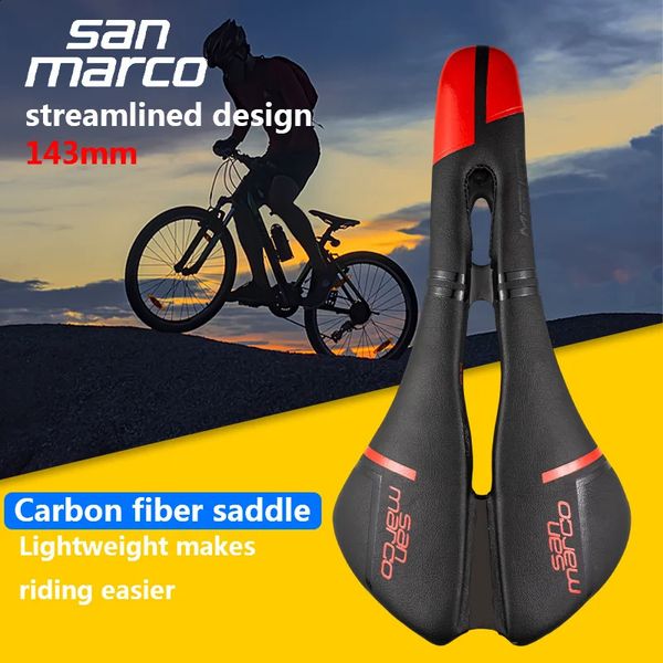 SAN MARCO mantra Carbon fiber saddle for road bike 143mm Ultra-light breathable men wome Road racing saddle Bicycle accessories 260806
