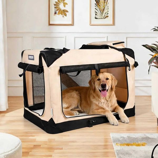 Dog Pet Soft 3-Door Folding Travel Crate Cage Collapsible Kennel Backpack for Outdoor Shoulder Carrier Tote Bag N260808