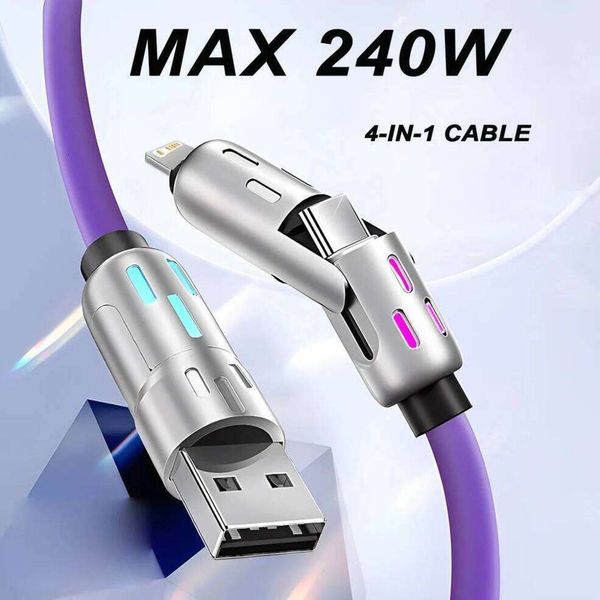Universal Phone Data Cable 4 IN 1 240W Type To USB C PD Fast Fast Charging Cord Charger Wire For Iphone 16 Pro Max 15 Ipad Xiaomi Samsung Tablet 1M Cord Ddmyt S3