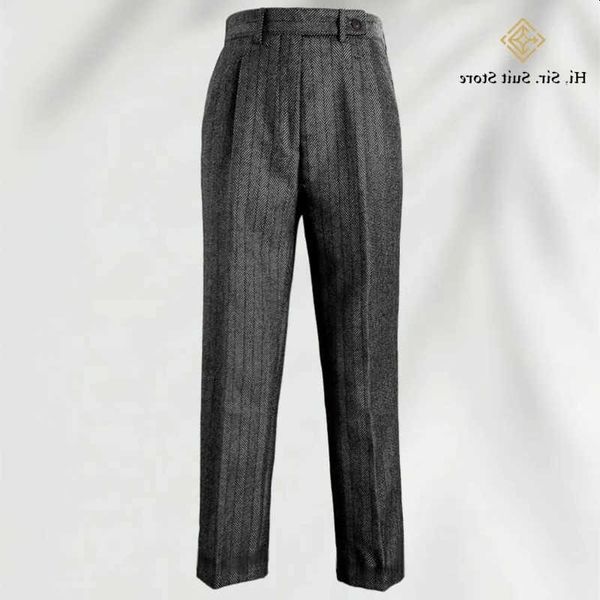 Elevate Your Style with Men's Wool Herringbone Business Trousers