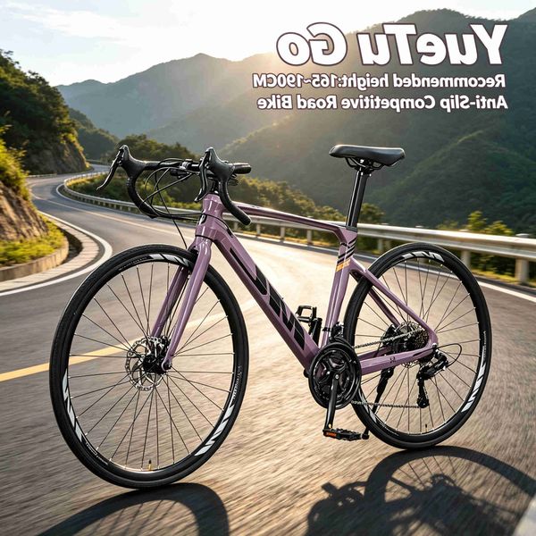 Magnesium Anti-slip Alloy Road Bicycle 16 Speed Lightweight Curved Competitive 700C Road Bike Windbreak Fork Double Disc Brake S2608106V74