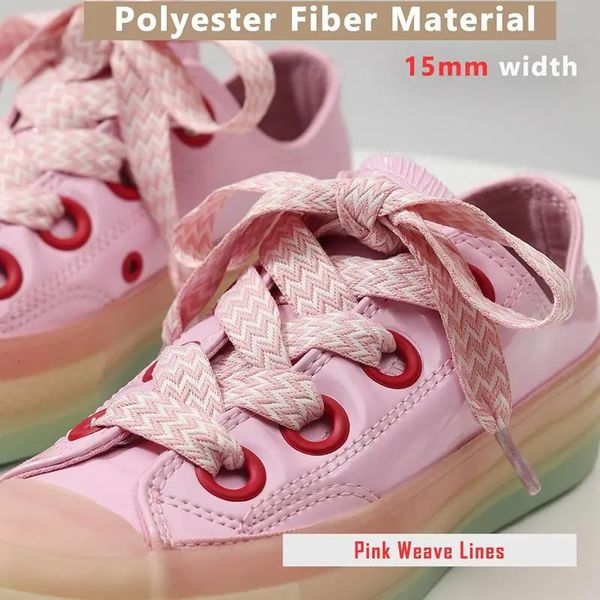 Sneaker Shoe Laces for Basketball Tennis Sports Shoes Shoelace 15cm Width Thick Flat Shoelaces Wavy Bread Rope Strings 260810