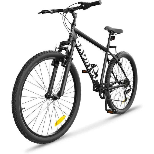 Inch 26 Adult Mountain Bike with 7-Speed Drivetrain Carbon Steel Frame Front Suspension V-Brakes (Black) S260810F0GV