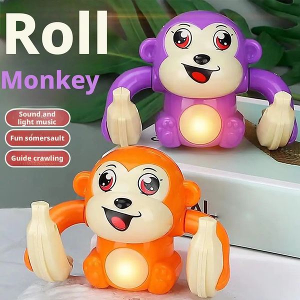 Electric Rolling Monkey Toy Interactive Tumbling Crawling Toy for Kids Safe Plastic Material Requires 3 AA Batteries 1pcs 260806
