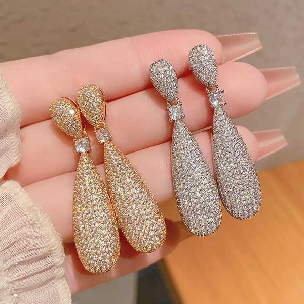 New Fashion Brass Copper Material 18 K Gold Plated Luxury Unique Cute High Quality Designer Shiny Big Drop Earring Q260810