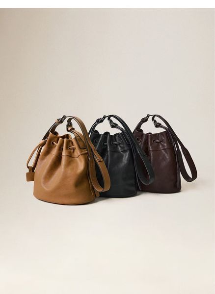 Vintage Drawstring Bucket Crossbody Bag for Daily Commute