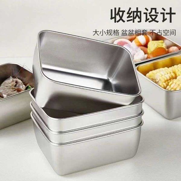food Stainless steel storage box with lid lunch fruit commercial refrigerator sealed J260812