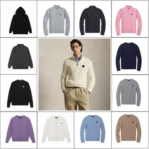 polo sweaters designer mens wool casual high quality pull half zip men hoodie jacket winter long sleeve sweater pullover fast shipping asian size S-XL