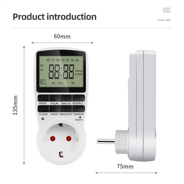 12/24 Hour Electronic Digital Timer Switch EU UK US AU FR Plug Programmable Timing Socket Kitchen Timer Outlet Timer Control 260811