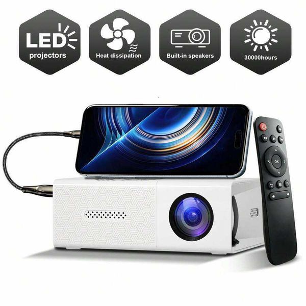 JEIN 2026 HD Projector HD Mini Projector Home ProjectorSupports Wired Screen Casting With Mobile PhonesCompatible With Mobile PhonesComputersUSBSD M H260812