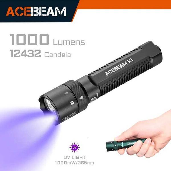 ACEBEAM UV Flashlight K1-HI USB Rechargeable LED Flashlights EDC 1000 Lumens Torch Compatible with AA and lithium batteries X260813