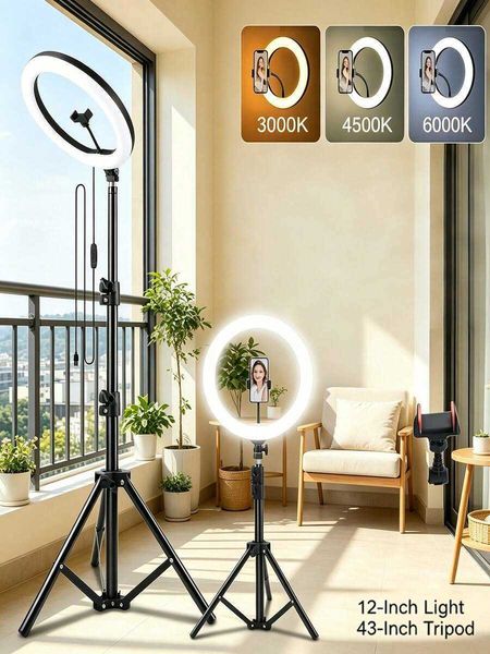 12 USB LED Ring Light Comes With Two Phone Clamp And A 110Cm Tripod Stand Making It A Lightweight And Portable Solution For Circle Podcast Lighting Perfect F H260812