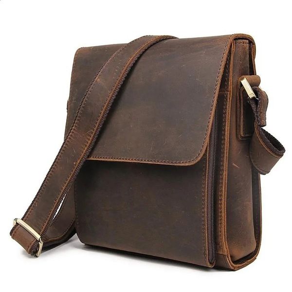 NASVA Men's Genuine Leather Shoulder Bag Vintage Small Crossbody Casual Messenger Outdoor Sports Sling 260731