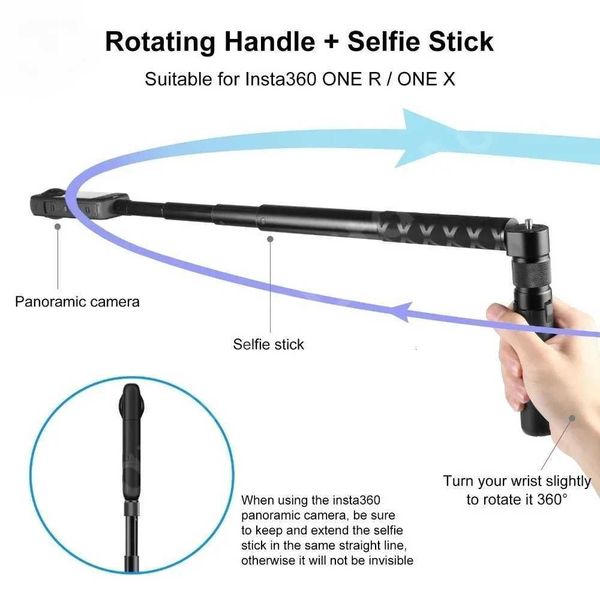 Handle Blet Time Mtifunctional Foldable Tripod with 1/4 Screw for Insta360 X5 X4 Air DJI OSMO 360 Rotary Blet Time Tripod J260814