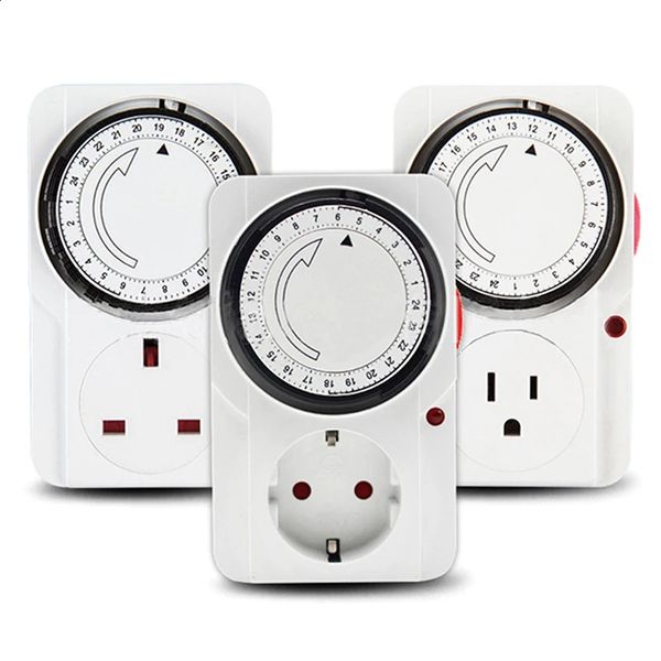 24 Hour Cyclic Timer Switch Kitchen Timer Outlet Universal Timing Socket Mechanical Timer 220VAC UK EU US Plug Timing Socket 260811