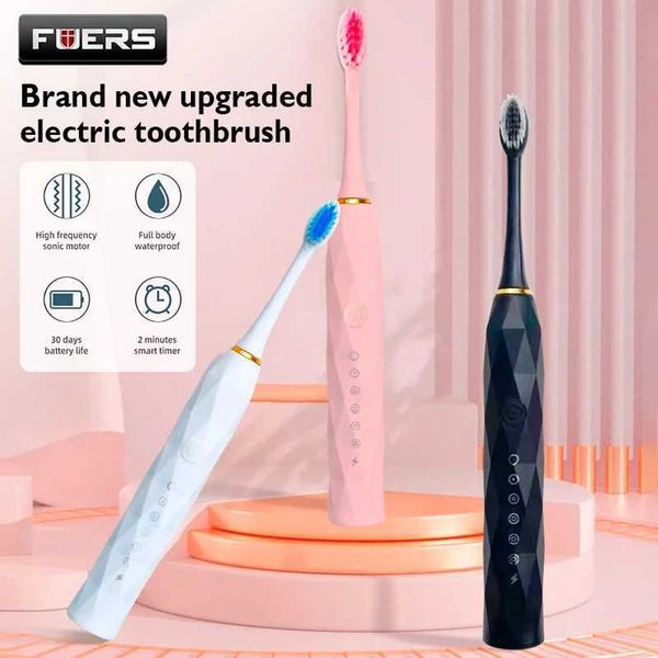 Electric Toothbrush Six Speed Mode Home Soft Hair USB Charging Waterproof Adult Tooth Cleaner Automatic Couple Set S260814QSHR