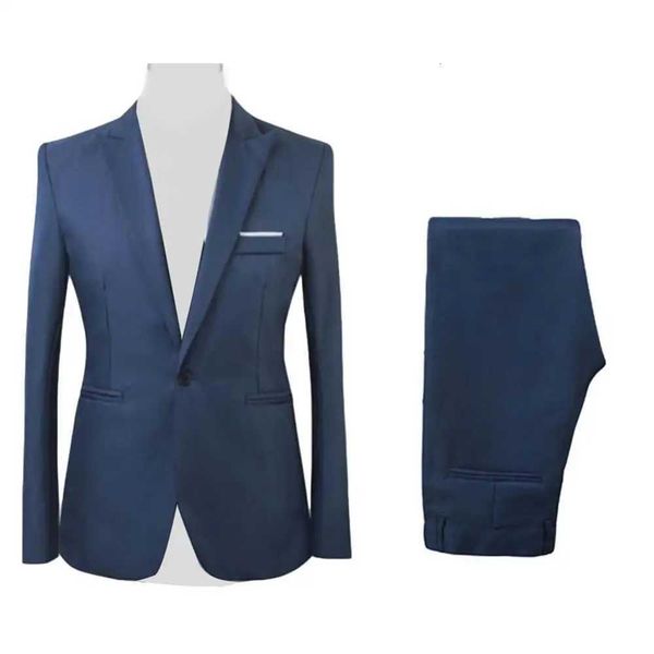 Men Suit Formal Party Long Sleeve Suit Pants Men s Solid Color Slim Fit Casual Business Suit Set Business Two piece Set L260815