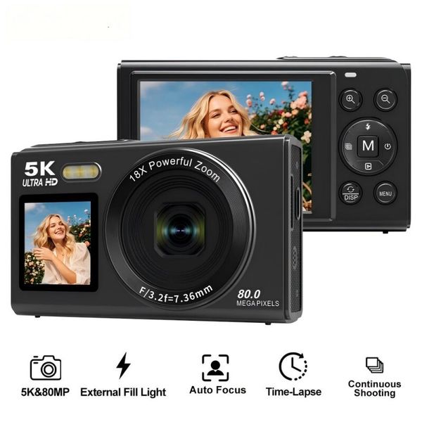 Portable Digital 18X Zoom 5K Vintage Vlog Video Recorder 80MP CCD Selfie Camera 26L0817