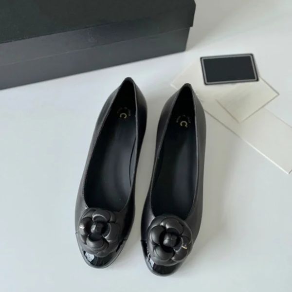 France Paris Luxury designer Black Ballet Flats Shoes Women brands Quilted Genuine Leather Slip on Ballerina Round Toe Ladies Dress Shoes Zapatos