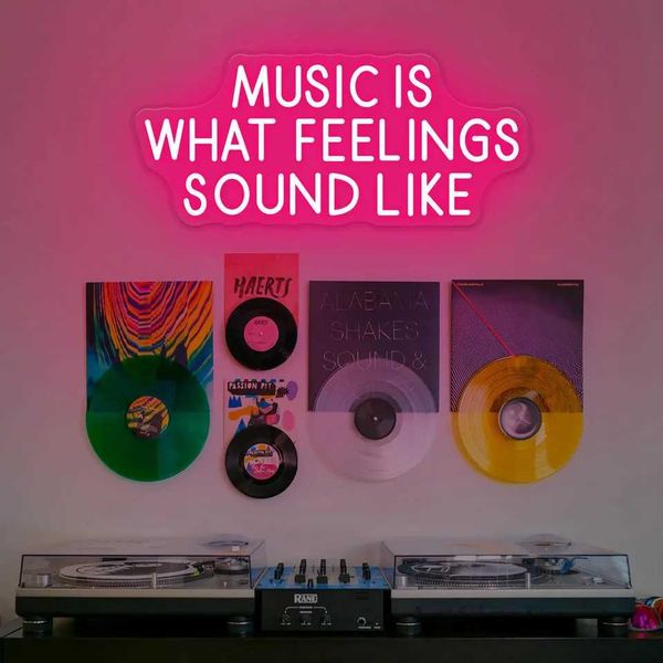 Music is what feels sound like neon sign lover gift room studio C260815