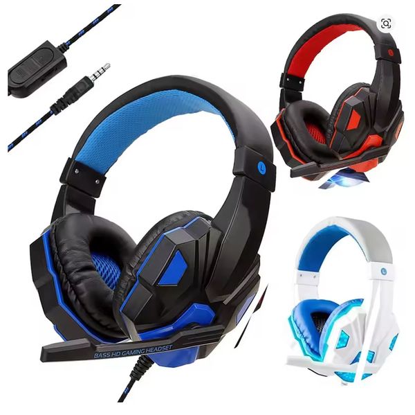 Gaming Headsets Over-Ear 3.5mm Wired Headphones Music Stereo Earphones With Adjustable Microphone For PS4 PS5 Laptop Computer PC