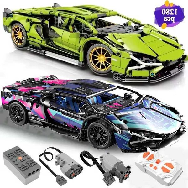 Technical 1280PCS Blocks Building Race Remote Control Car Or Static Optional Electric Motor Kits Vehicles Model Toys l250708 S260819T6AE