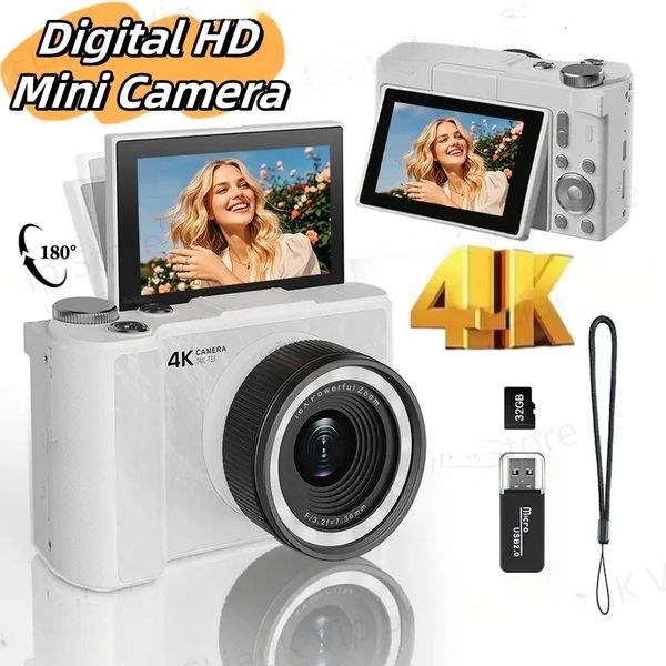 4K Mini Self Timer CCD 16X Digital Zoom Portable Foldable Screen With 32Gb Card Anti-Shake Camera Christmas Gift