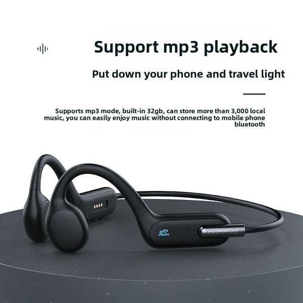 Exclusive supply of and English version x6 swimming headphones, supports mp3 with 32GB memory, true bone conduction Bluetooth headphones