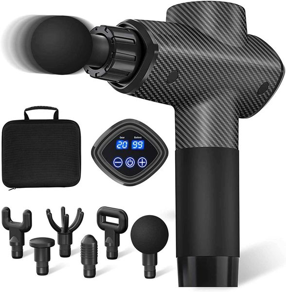 Sports Deep Tissue Body Fascia 20 Speed Lcd Screen Percussion Vibration Fitness Massager Muscle Massage Gun S260821PDD0