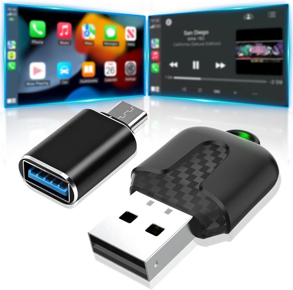 Wireless Carplay Adapter, Convert Wired to Wireless CarPlay, Compatible with Car Play, Plug and Play, Type-C/USB