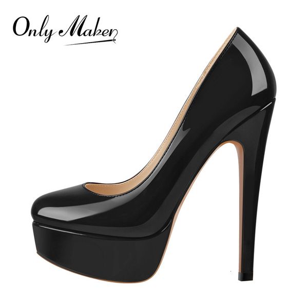 Onlymaker Women Round Toe Super High Heels Platform Stiletto Slip On Pumps for Wedding Party Plus Size Shoes