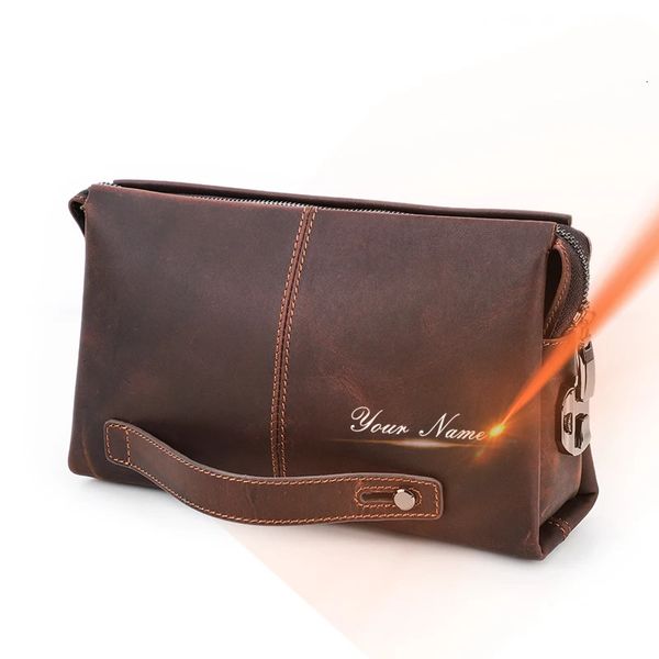 CONTACT'S Genuine Leather Clutch Bags for Men Customize Clutch Wallet Password Lock Male Handbag Bags Name Engraving Gift 260826