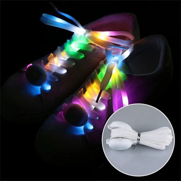 LED Sport Shoe Laces Luminous Shoelaces Glow Shoe Strings Round Flash Light Battery Shoelaces No Tie Lazy Shoe Laces Party Decor 260826